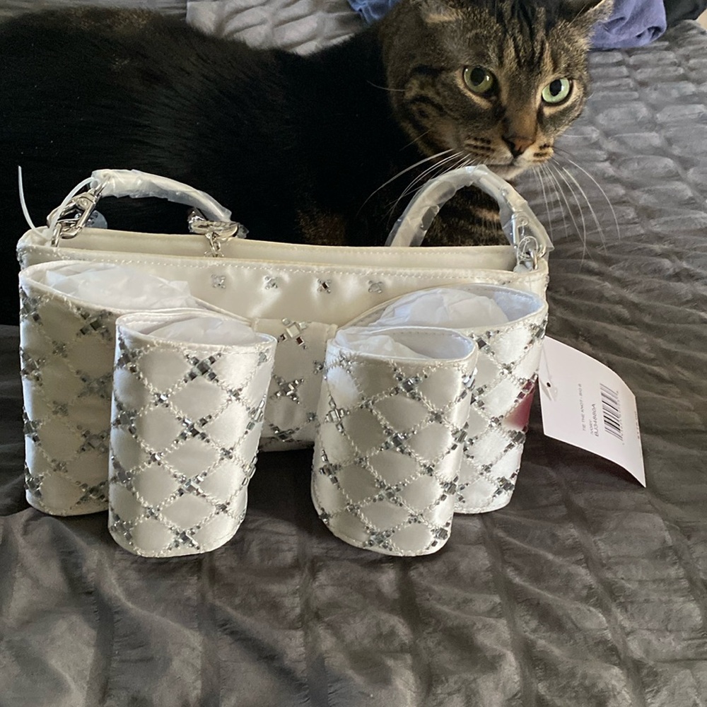 Betsy Johnson bow tie handbag. Never used still have the box